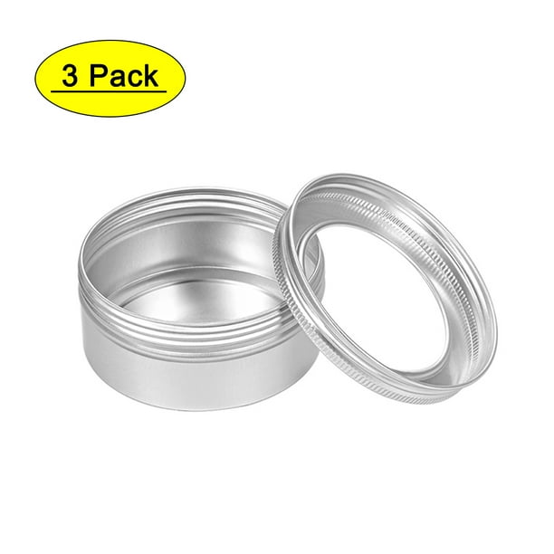 12 Screw Top Round Aluminum Tin Can Storage Jars Containers Box Clear Window Lid